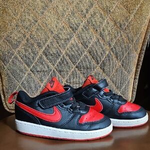 Nike Court Borough Low 2 TDV Bred Black University Red Sneakers Shoes